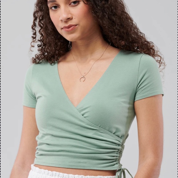 Hollister | Tops | Hollister Sage Green Wrap Top | Poshmark